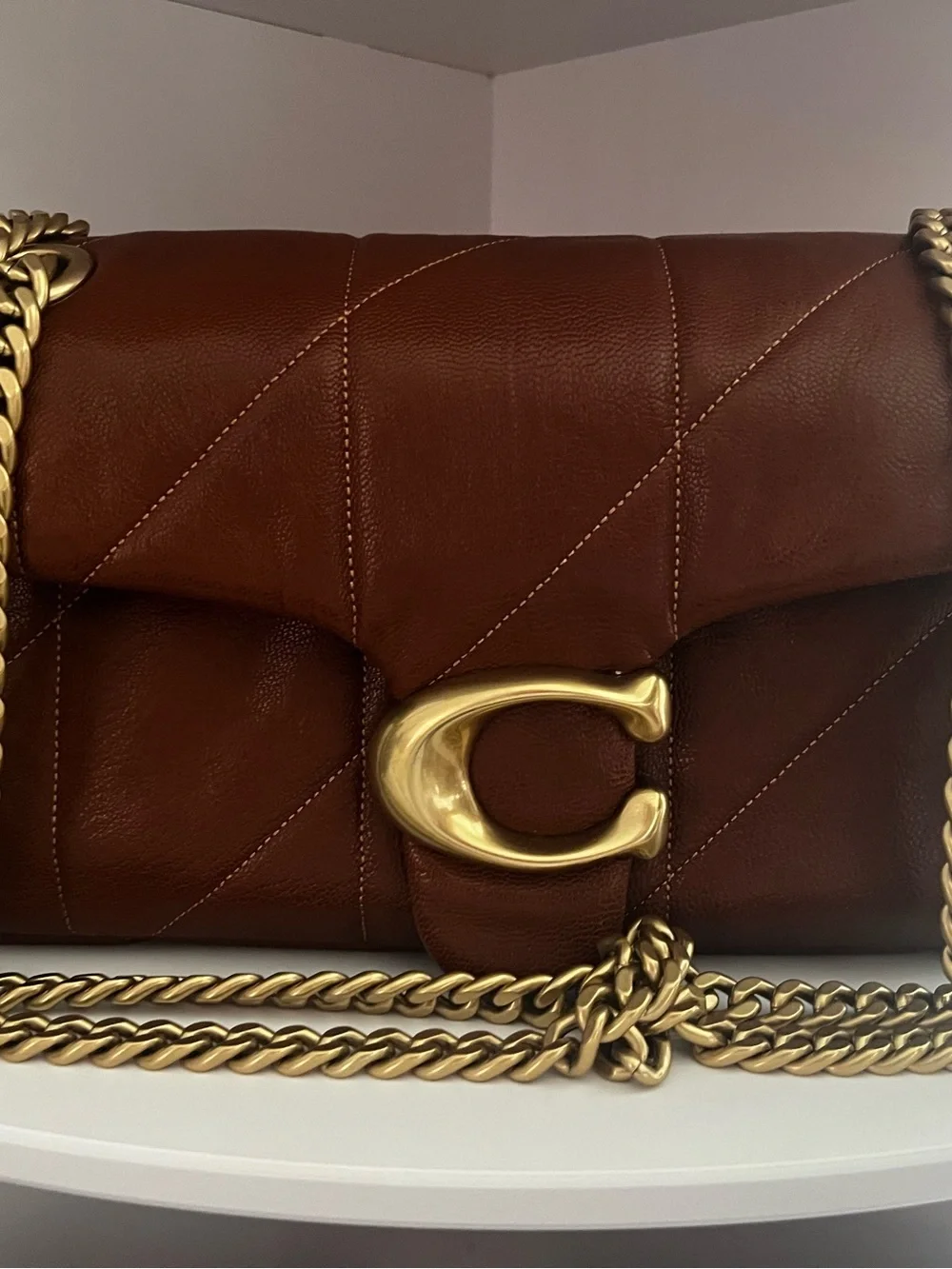 Coach Chain Tabby 26 Quilted Shoulder Bag in Pecan with Gold Hardware